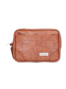 NFI Essentials - Mens Multipurpose Leather Travel Pouch Wrist Hand Bag For Cash Money (Tan) (One Size)