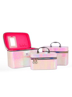 NFI Essentials - 3 Piece Vanity Box Organizer With Compact Makeup Mirror ( Y64 White ) (One Size)