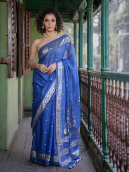 Suta - Blue Color Cotton Saree Without Blouse