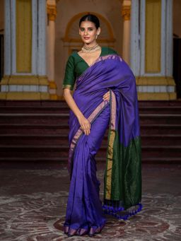 Suta - Purple Color Cotton Blend Saree Without Blouse