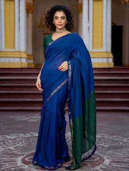 Suta - Blue Color Cotton Blend Saree Without Blouse