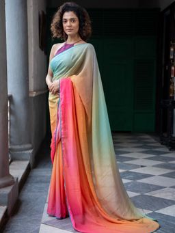 Suta - Multi Color Cotton Blend Saree Without Blouse