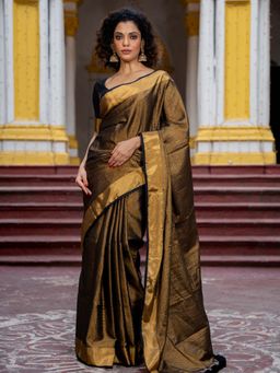 Suta - Black Color Pure Cotton Zari Saree Without Blouse