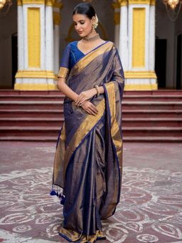 Suta - Blue Color Pure Cotton Zari Saree Without Blouse
