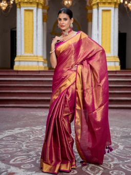 Suta - Pink Color Pure Cotton Zari Saree Without Blouse