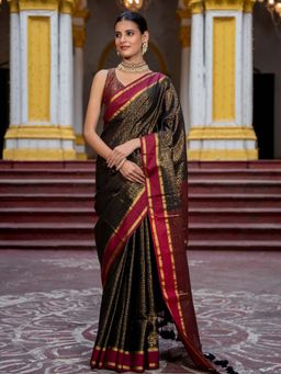 Suta - Maroon Color Pure Cotton Zari Saree Without Blouse