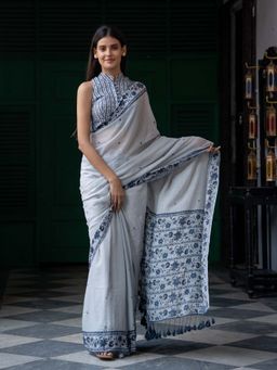Suta - Blue Color Cotton Blend Saree Without Blouse