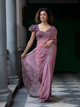 Suta - Mauve Color Cotton Blend Saree Without Blouse