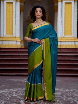 Suta - Blue Color Cotton Blend Saree Without Blouse