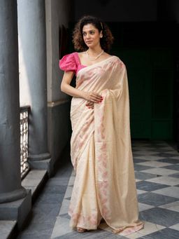 Suta - Beige Color Cotton Blend Saree Without Blouse