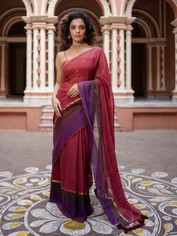 Suta - Maroon Color Mul Cotton Saree Without Blouse
