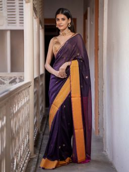 Suta - Purple Color Cotton Zari Saree Without Blouse