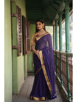Suta - Purple Color Mul Cotton Zari Saree Without Blouse