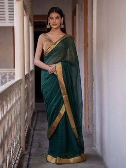 Suta - Green Color Mul Cotton Zari Saree Without Blouse
