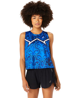 ASICS - Nations Run Women Blue Sleeveless Tank Top