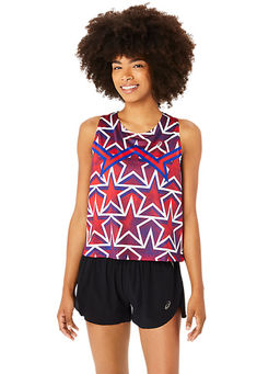 ASICS - Nations Run Women Red Sleeveless Tank Top