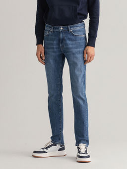 GANT - Men Blue Washed Slim Fit Jeans