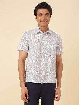 Fabindia - White Cotton Hand Block Printed Regular Shirt