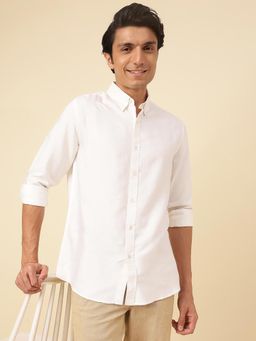 Fabindia - White Viscose Silk Waist Length Regular Shirt