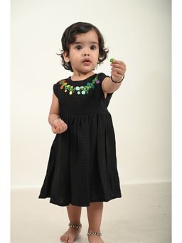 KOALA KIDZ - Black Fit and Flare Dress with Embroidery Work