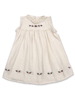 KOALA KIDZ - A Line Off White Flower Embroidery Dress