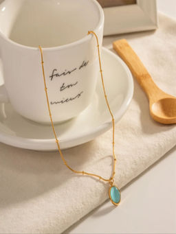 Inaya Accessories - 18K Gold Plated Opal Turquoise Stone Snake Chain Necklace Rumi