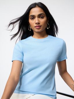 The Souled Store - Solids: Sky Blue Women T-Shirt