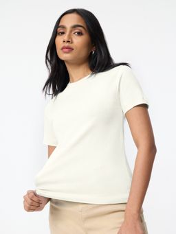 The Souled Store - Solids: Ivory Women T-Shirt