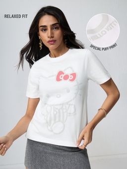 The Souled Store - Official Hello Kitty: Pink Bow Women Relaxed Fit T-Shirts