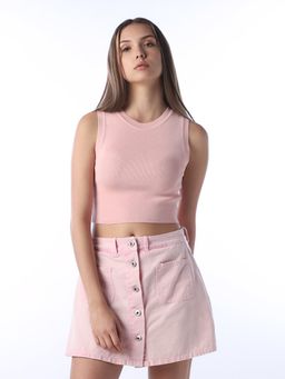 ONLY - Women's Solid Slim Fit Pink Top