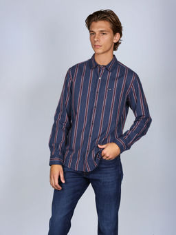 Wrangler - Men Striped Blue Regular Fit Shirt