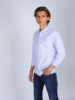 Wrangler - Men Striped Blue Regular Fit Shirt