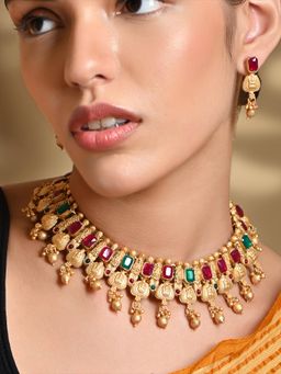 Fida - Multi Ethnic Temple Jewellery Set Women