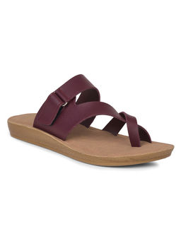 Bata - Maroon Toe Ring Sandals for Women