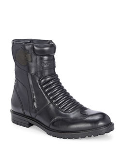 HARRYKSON LONDON - Mens Black Side Zipper Biker Motorcycle Leather Casual Boots