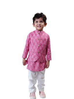 TINY COLOUR - Pink GULABI Kurta with Pyjama and Jacket
