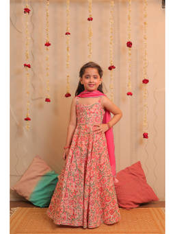 TINY COLOUR - Pink Kamal Long Anarkali Kurta And Dupatta