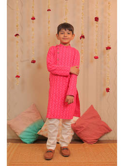 TINY COLOUR - Pink Gulab Kurta with Pyjama