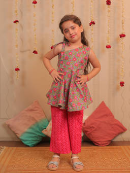 TINY COLOUR - Pink Gulab Kurta with Pyjama