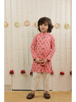 TINY COLOUR - Peach Bloom Kurta with Pyjama