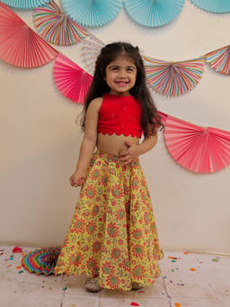 TINY COLOUR - Red Sunshine Top With Skirt