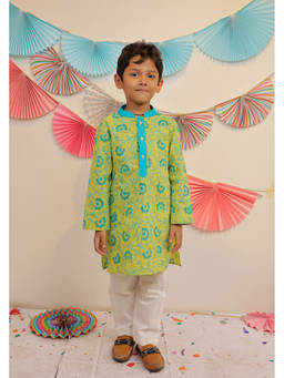 TINY COLOUR - Green Garden Kurta with Pyjama