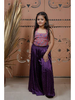 TINY COLOUR - Purple Floral Corset Top With Palazzo