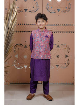 TINY COLOUR - Purple Kurta with Pyjama and Jacket
