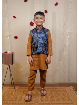 TINY COLOUR - Mustard Kurta with Pyjama and Jacket