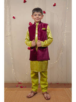 TINY COLOUR - Wine Kurta with Pyjama and Jacket