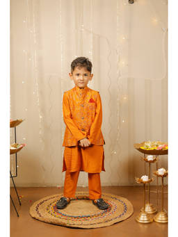 TINY COLOUR - Mustard Kurta with Pyjama and Jacket