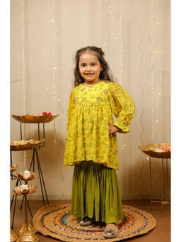 TINY COLOUR - Yellow Kurta With Sharara