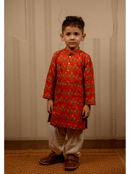 TINY COLOUR - Orange Kurta with Pyjama