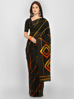 Stylee LIFESTYLE - Black Kota Silk Printed Saree